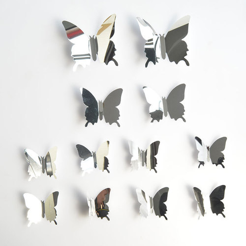 Fanxi 12 three-dimensional mirror butterflies, fashionable and creative mirror butterflies, wall stickers, bedroom and living room decoration stickers