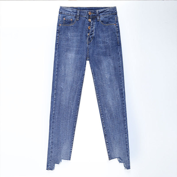 spring high waist jeans new female irregular fashion Institute wind