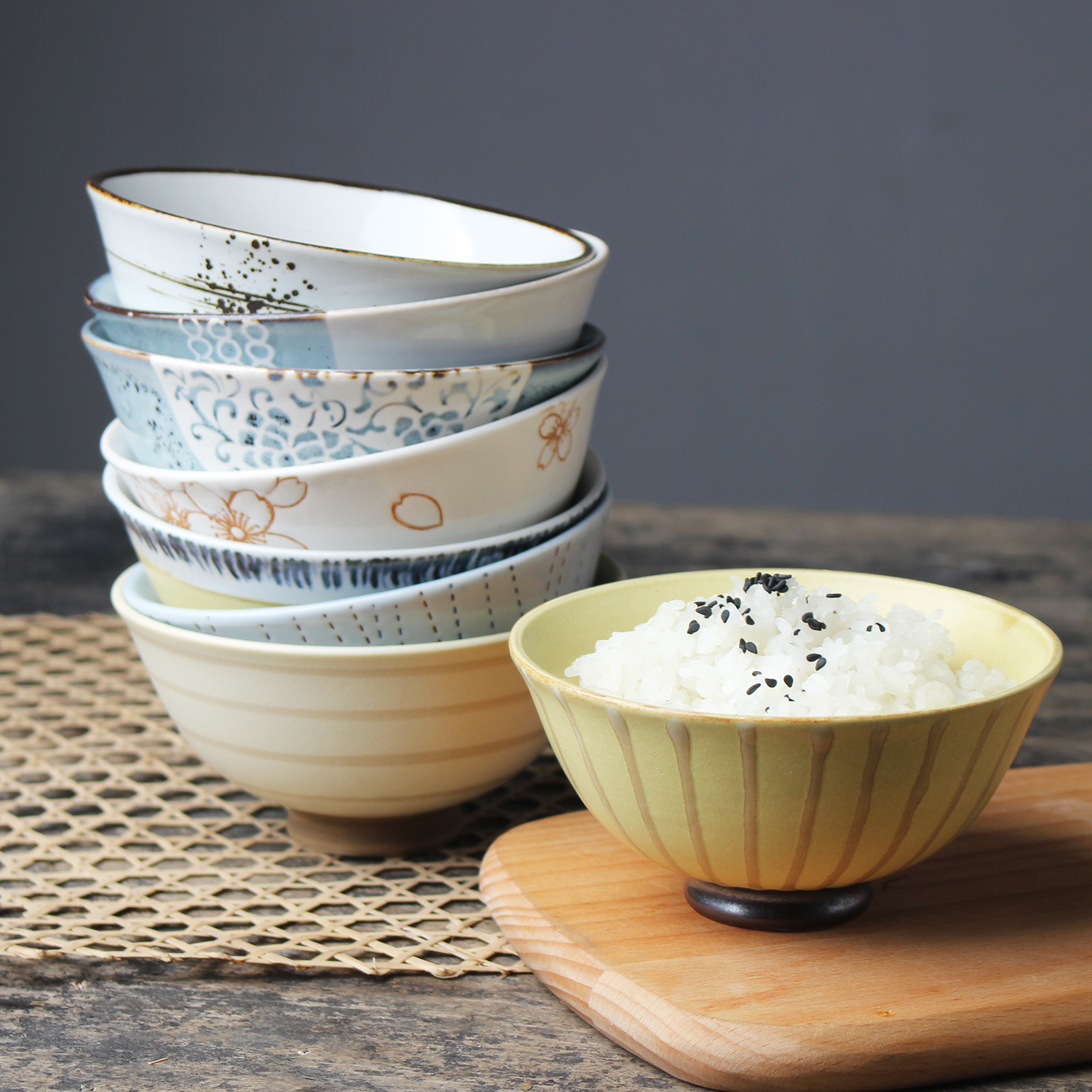 Suministro directo de fábrica japonés simple retro de cerámica tazón pequeño restaurando llama hogar tazón de arroz tazón para niños restaurante tazón