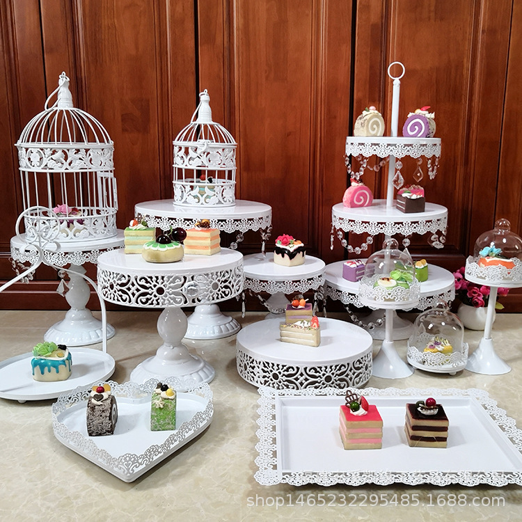 De estilo europeo de hierro soporte de la torta decoración de mesa de postre pastel de boda tienda de postres tienda de la torta de encaje soporte de la torta
