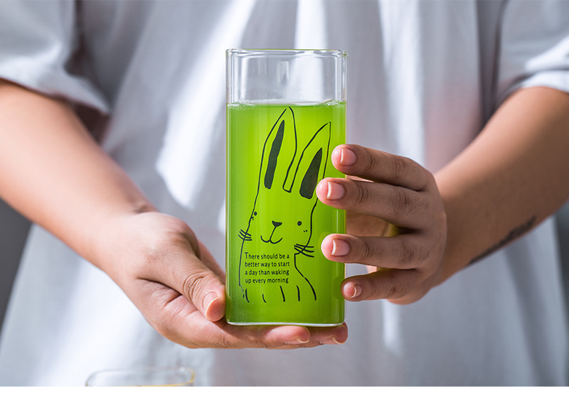 157g Weight Water Bottles Kitchen and drinking utensils 1 Piece Quantity Daily Occasion High Borosilicate Glass Material Animal Pattern Cute Style Cute Animal High Borosilicate Glass Water Bottles 1 Piece 9