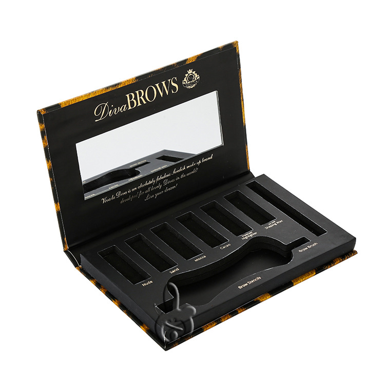 长方形纸质6色+玻璃镜子眼影盒化妆品盒尺寸颜色可定制