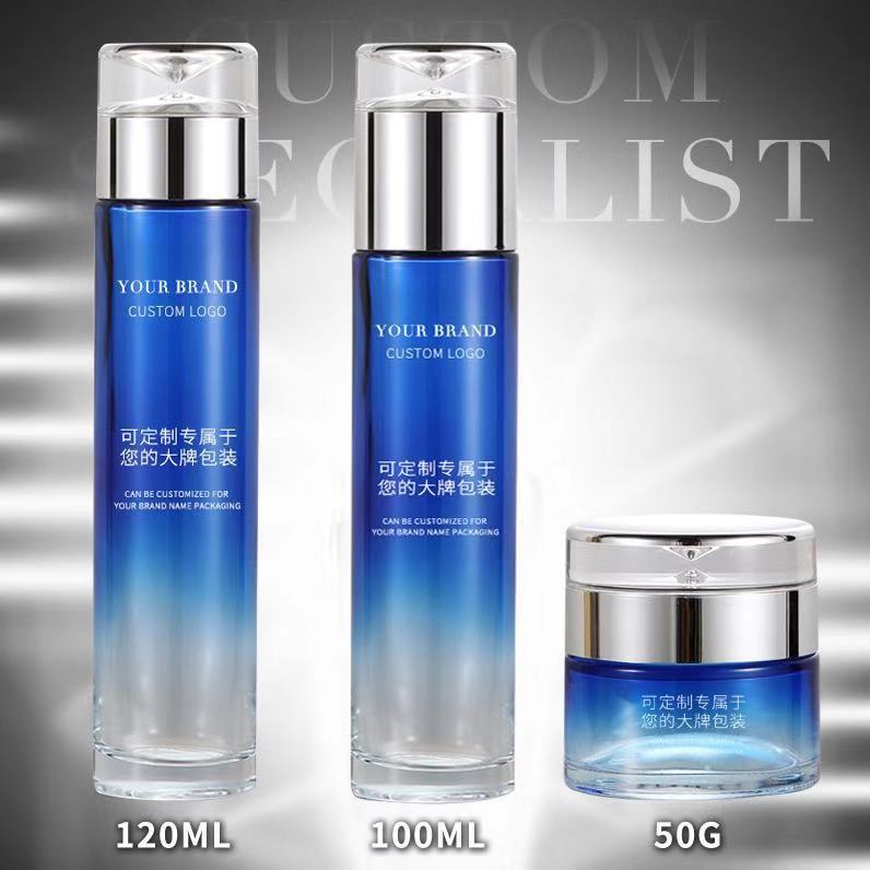 新款一滴水套装瓶高档化妆品玻璃面霜爽肤水乳液喷雾护肤品瓶现货|ru