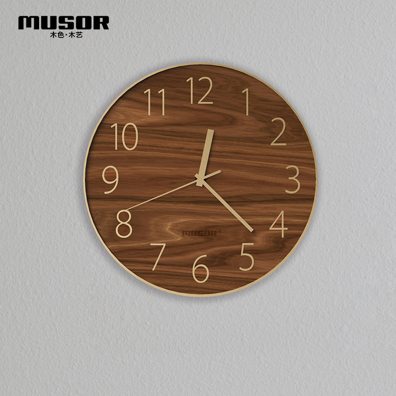 Creative Continental 12 Inch wood wall clock customized Simplicity wood clocks and watches Clock originality Home Furnishing Wood Products machining