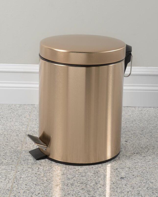 Silent Slowly Dropping Stainless Steel Trash Bin Indoor Household Kitchen Bathroom Round Foot Liner Trash Bin