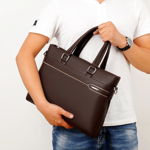 Men's bag handbag soft leather large capacity casual cowhide business shoulder crossbody business briefcase men's bag