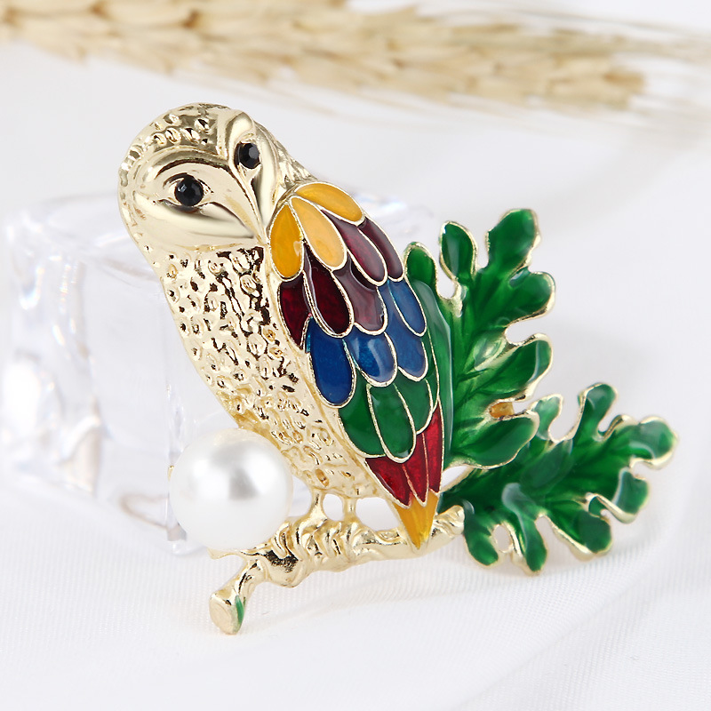 Broche en émail coloré en forme de hibou, simple et goutte d'huile, dessin animé coréen, accessoires pour vêtements_voghion.com