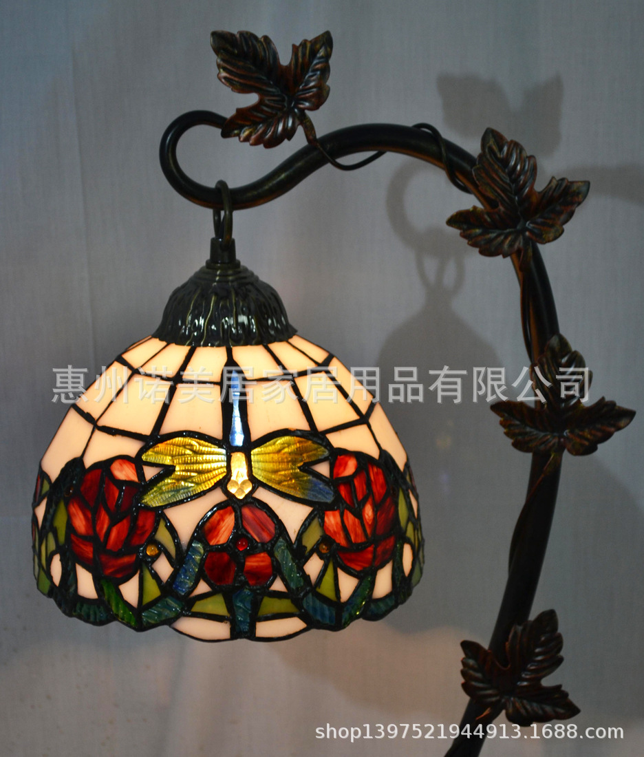铁艺蜻蜓灯动物系列铁艺台灯纯手工高级玻璃制品艺术玻璃咖啡厅灯|ru