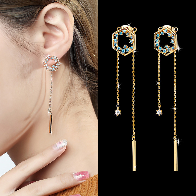 拼多多爆款 耳环长款欧美时尚女简约可爱耳坠流苏耳环女 厂家批发