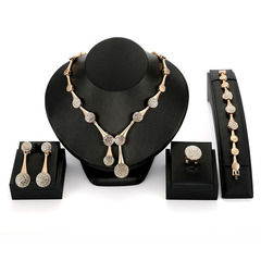 2022 Trendy Gold-Plated Necklace Earrings Jewelry Set Bridal Wedding Accessories Four-Piece Set