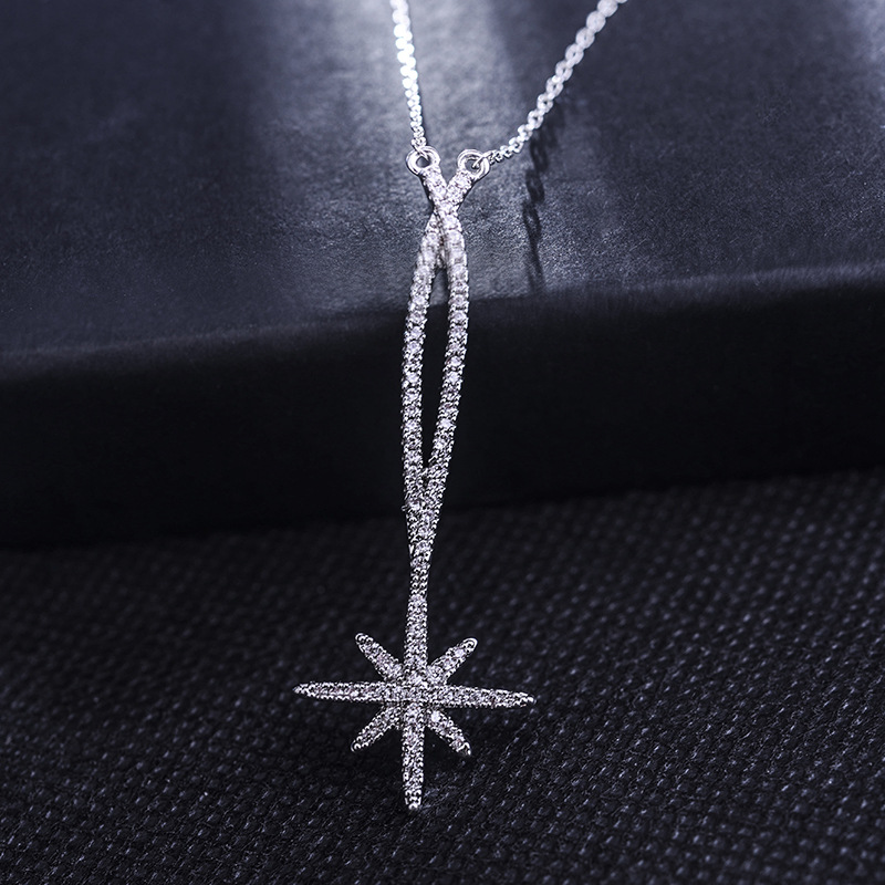 Fashion Micro-inlaid Zircon Star Necklace Temperament Wild Lady Adjustable Necklace display picture 4