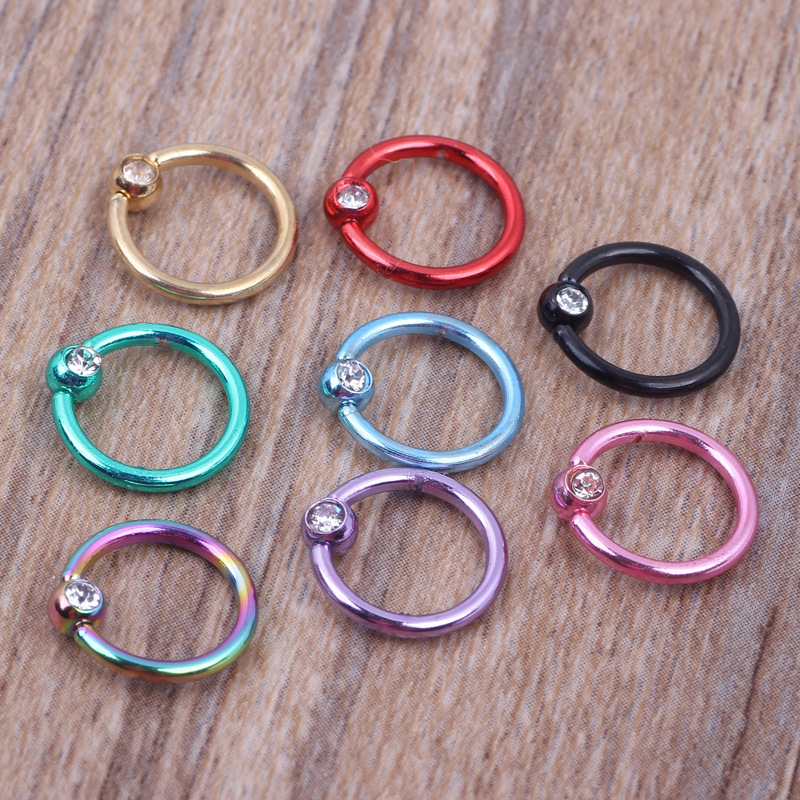8 Pcs Mixed Color Septum Nose Ring Nail Piercing Jewelry Ear Studs Set - Stainless Steel detail image 8