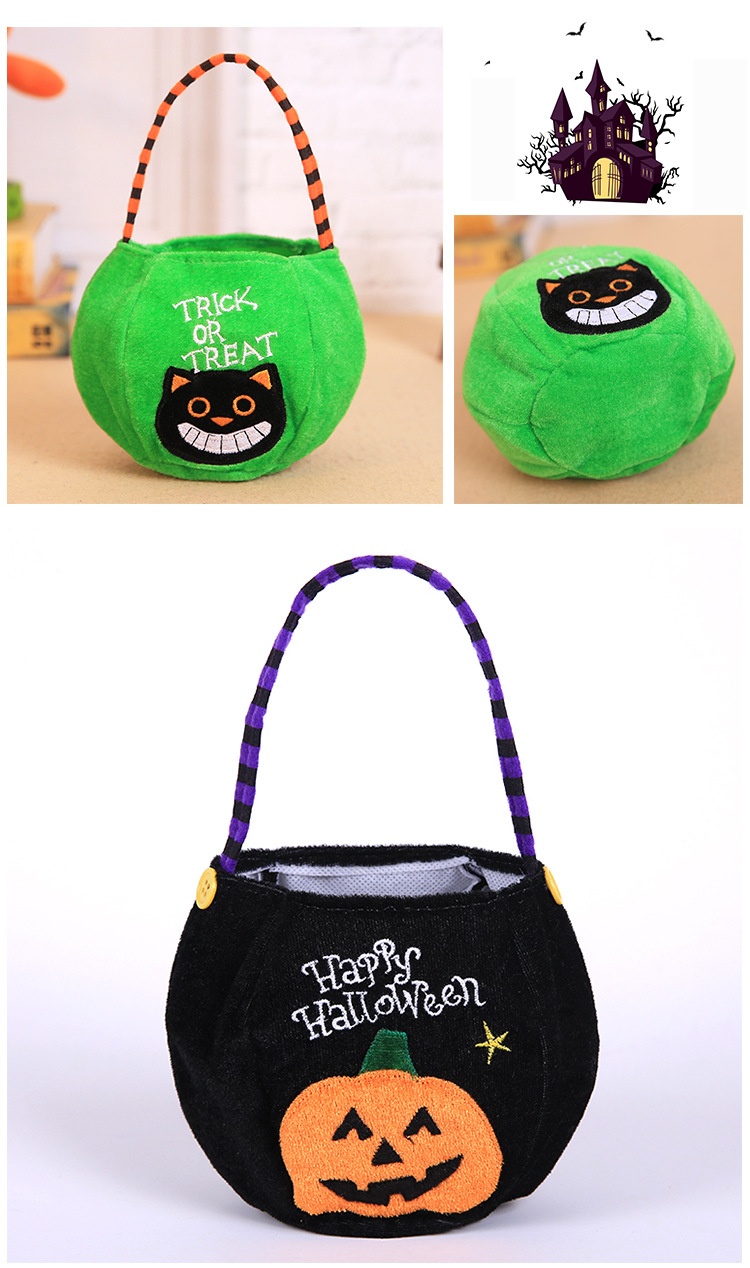 Halloween Pumpkin Cat Flannel Party Gift Bags 1 Piece display picture 1