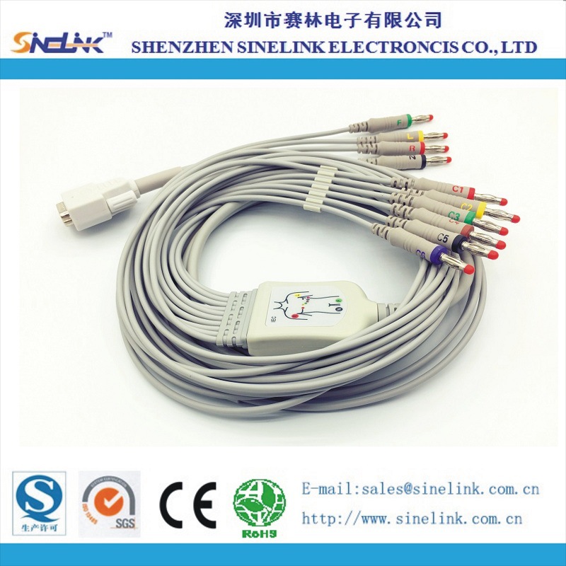 心电图机线，一体式十导联，φ4.0mm香蕉插，Nihon kohden