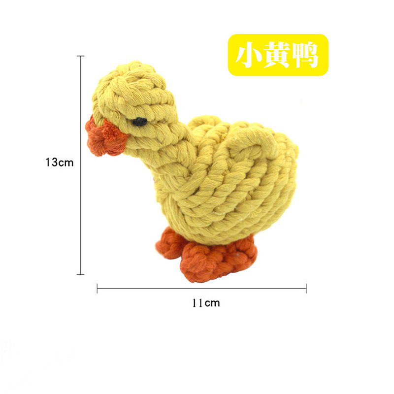 Perro de Mascota de juguete para mascotas nudo de juguete de estilo animal pequeño pato amarillo elefante mordedura cuerda gato perro de juguete image 3