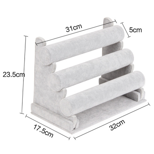 Wholesale jewelry storage rack, three-layer detachable velvet bracelet display rack, bracelet watch display rack
