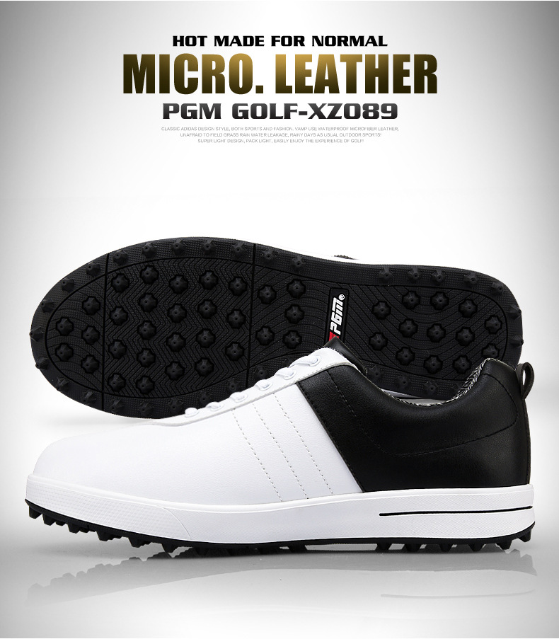 Giày golf nam chống nước không đinh thoáng khí PGM XZ089 — Trắng đen phối sọc, Trắng đen phối chi tiết 7