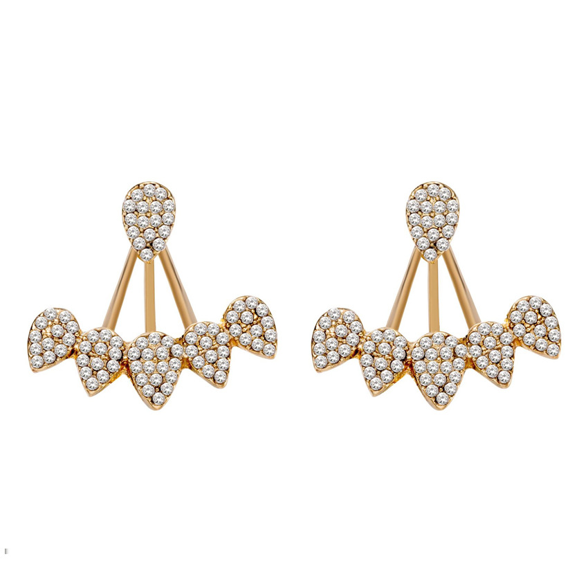 Water Drop Full Of Diamonds Stars Front And Rear Split Earrings Wholesale Nihaojewelry display picture 12