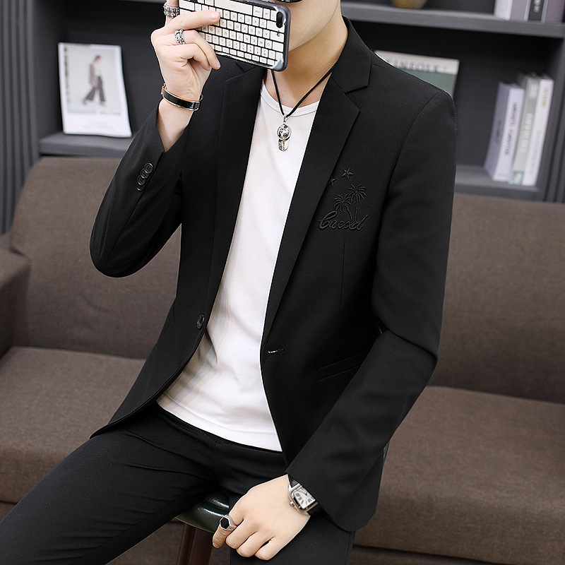 2023创意款男式休闲西装韩版修身男西服刺绣男装西装外套一件代发|ms