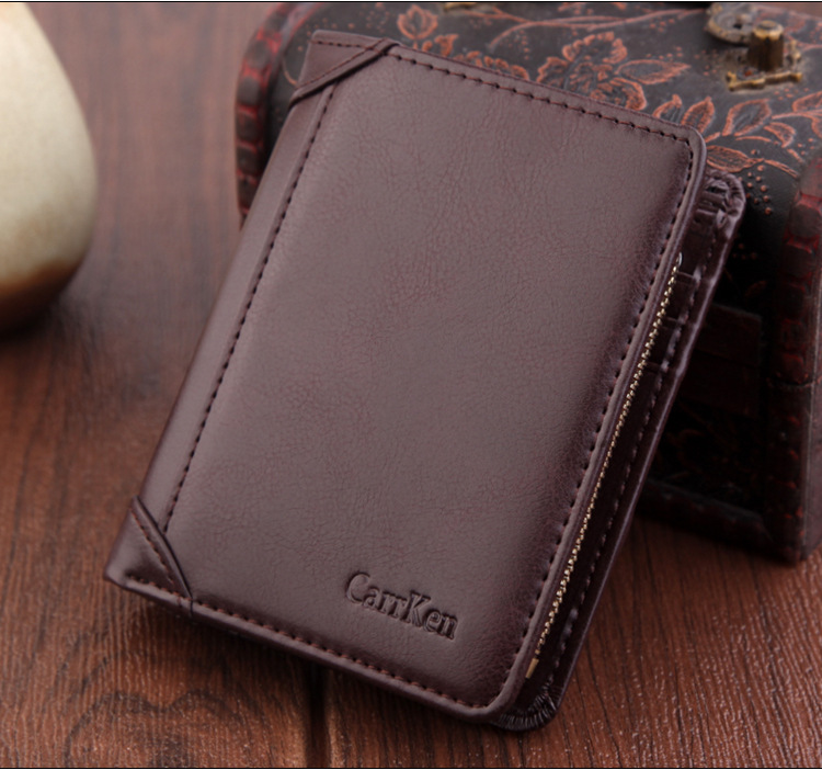 Men's Wallet Short Vintage Frosted Card Holder Wallet American Gold Clip Men's Multiple Card Slots Zipper Bag Factory Sales display picture 18