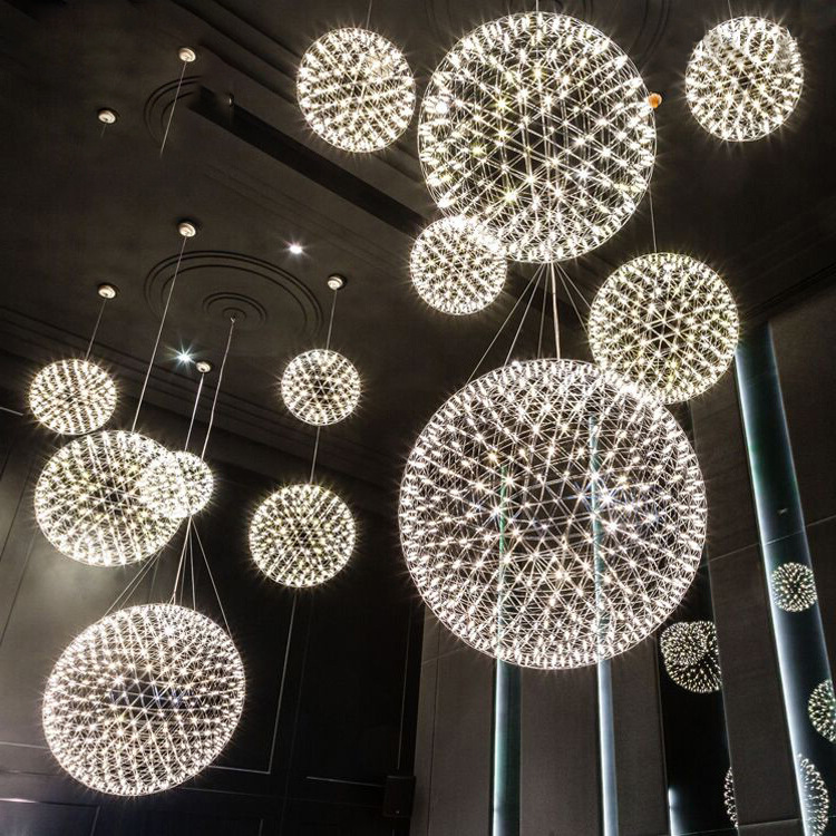 创意个性吊灯客厅灯后现代LED火花球圆球吊灯 酒店服装店餐厅灯具