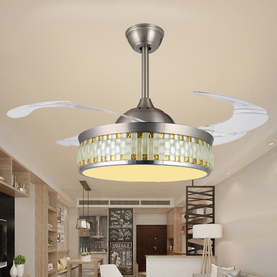 现代简约隐形风扇灯 吊扇灯餐厅吊灯卧室客厅灯 静音LED电扇灯具