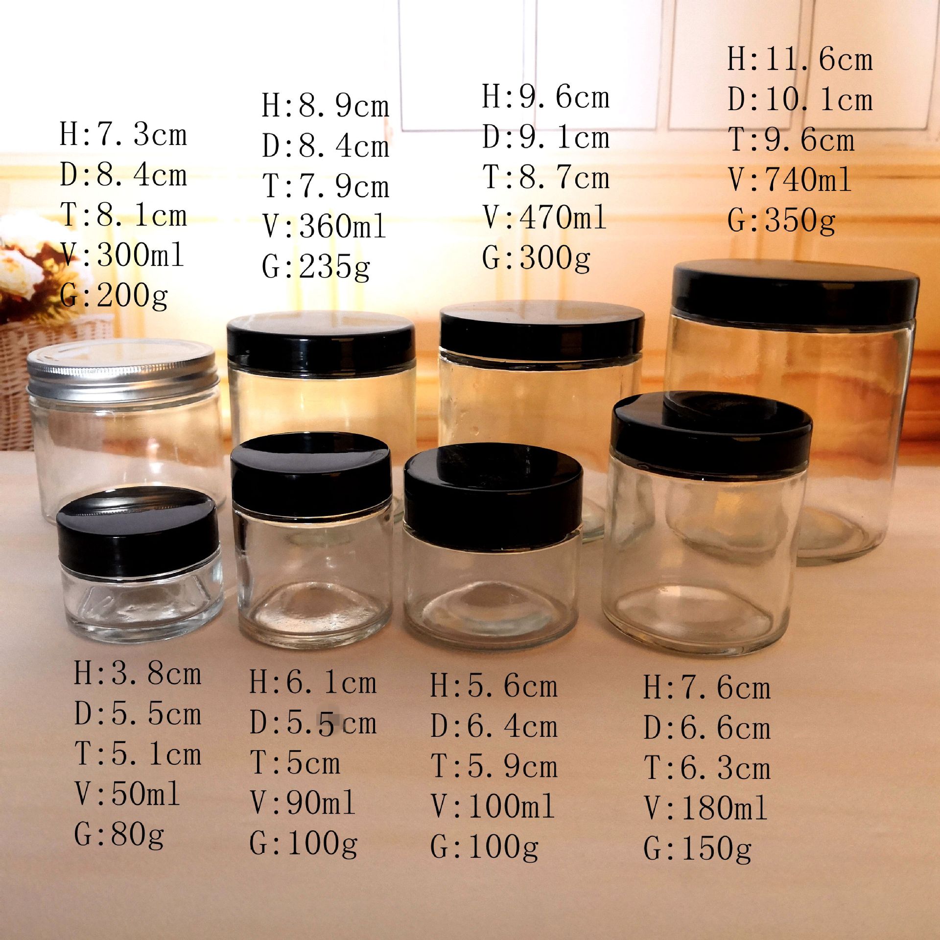 厂家出厂价茶叶罐 玻璃花茶罐 可定制180ml圆形储物罐