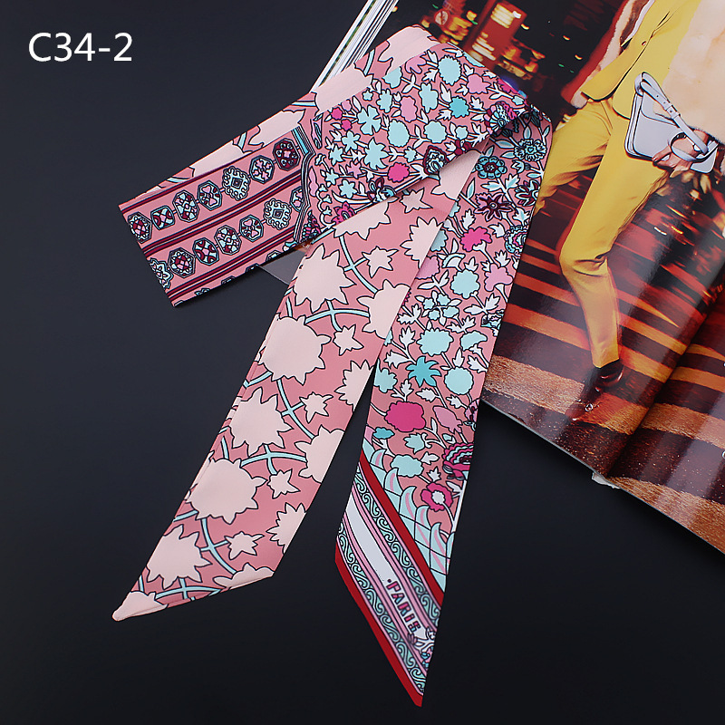 New Ethnic Style Printing Long Silk Scarf Women Tied Bag Handle Ribbon Fashion Headband display picture 2