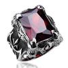 Retro ruby stone inlay, ring with stone, men's accessory stainless steel