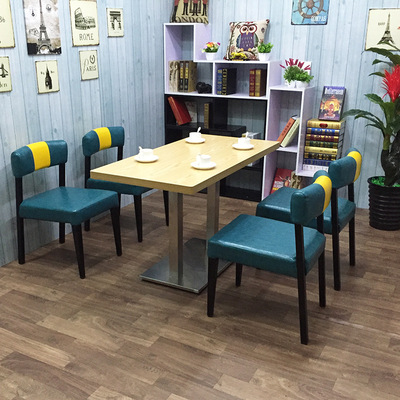 厂家直销奶茶甜品店西餐厅咖啡馆快餐店铁艺仿木椅批发定制桌椅|ms