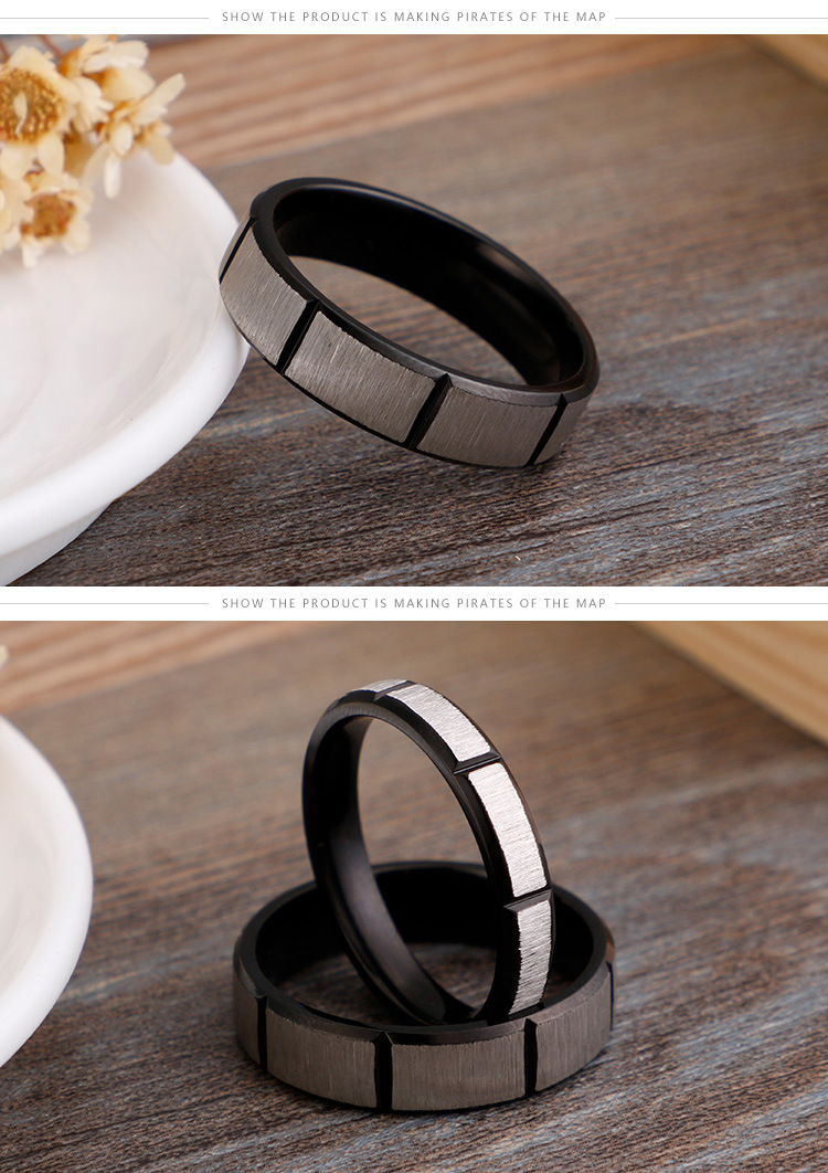 Plating Craft New Jewelry Stainless Steel Black Sand Surface Ring Couple Ring Wholesale