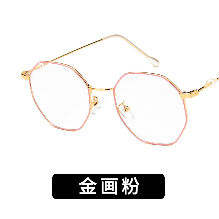 Korean Style Retro Square Glasses Frame 1827 Polygon Irregular Flat Glasses Fashion Pearl Leg Glasses Frame