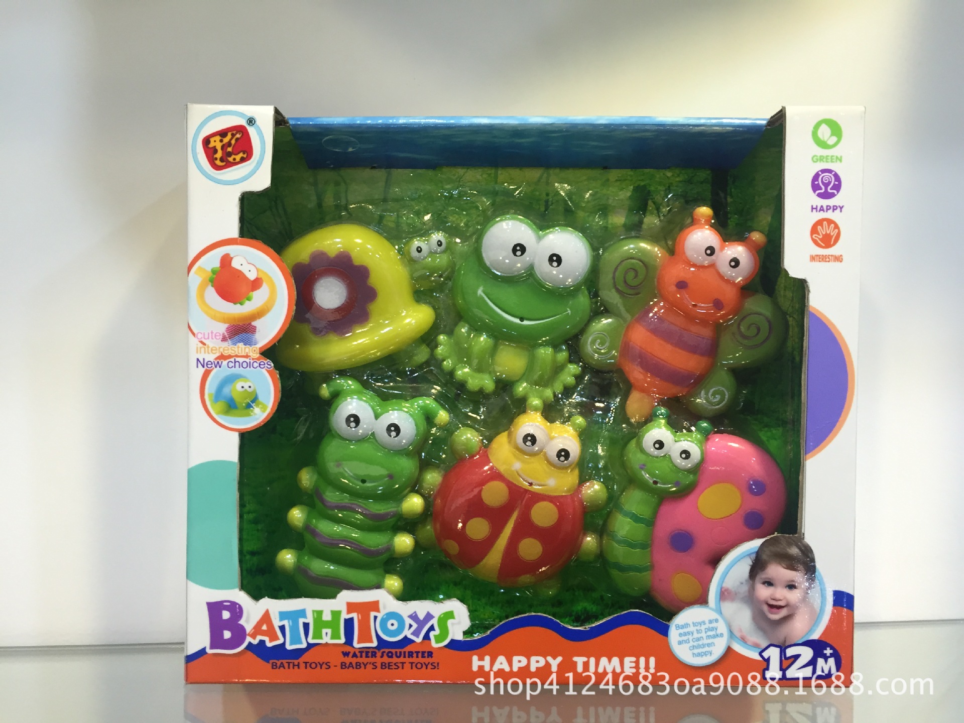 批发儿童夏天洗澡戏水玩具浴室玩具 浴室搪胶喷水海洋动物 六只装