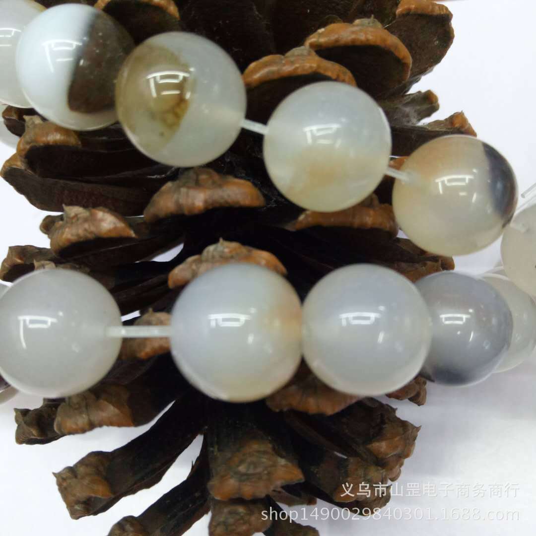 DIY Madagascar Marine chalcedony and agate loose beads, wholesale of semi-finished natural black flower chalcedony and agate beads detail image 2