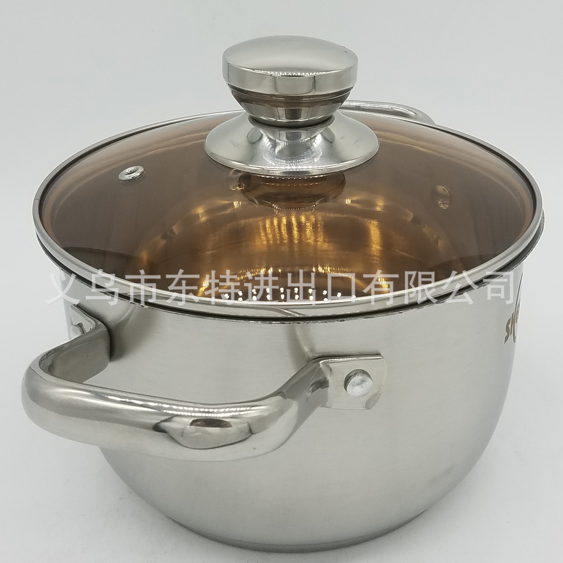 Factory direct sales of stainless steel soup pot, composite steel double-handled soup pot, household multi-purpose soup pot, tea-colored lid and double-bottom pot detail image 4