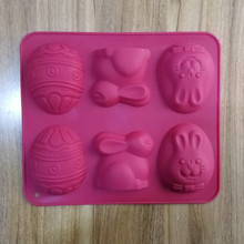 6連大蛋兔硅膠巧克力模 DIY蛋兔形狀蛋糕模 復活節萬聖節系列產品