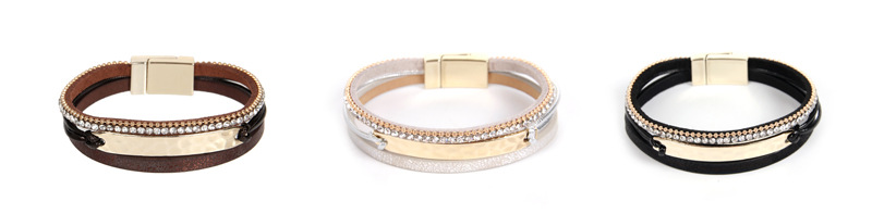 Bohemian Style Diamond Leather Buckle Bracelet display picture 12