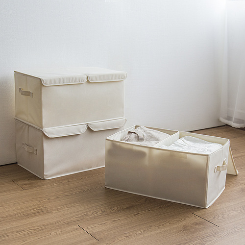 900D new fabric double-lid storage box for household clothes and clothing compartments, thickened storage box, washable