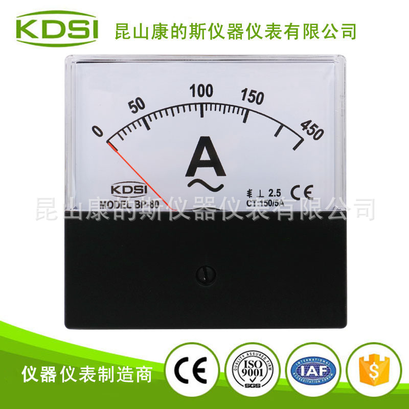 厂家供应指针式交流电流表BP-80 AC150/5A 3倍过载显示
