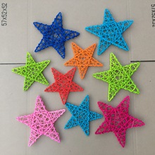 20CM藤编星星 圣诞五角星 教室商场幼儿园装饰吊饰 星星 彩色藤球