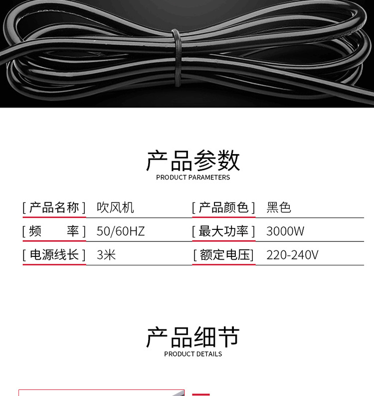 国威电器GW新款强风大功率吹风机理发发廊专用冷热电吹风厂家直销详情10