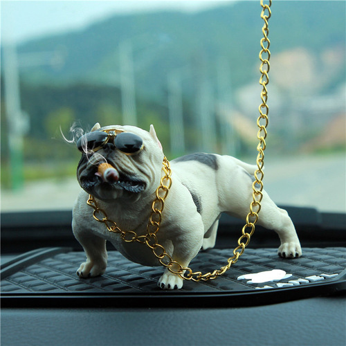 American bully dog ​​model creative simulation resin car puppy car interior decorations car front decorations car accessories