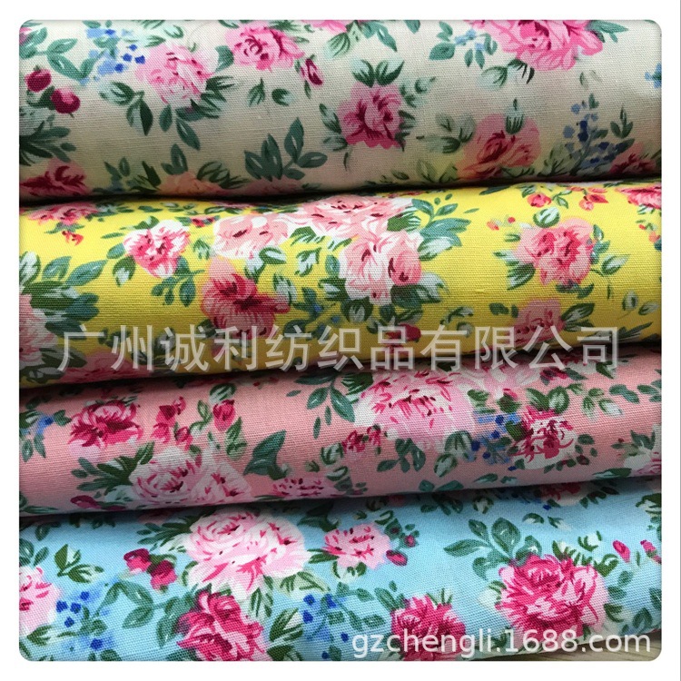 全棉府绸印花布 牡丹小碎花 女装连衣裙印花布 男装衬衫印花面料