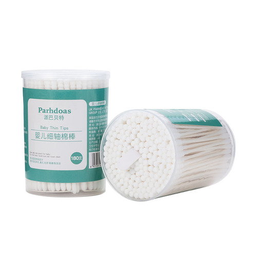 Paibabet two-ended cotton swabs baby cotton swabs 180 pieces baby cleaning thin shaft cotton swabs 70362