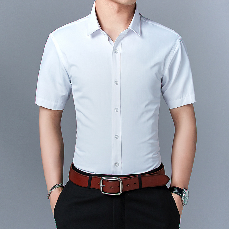 夏季男式短袖衬衫男青年男士衬衫韩版修身纯色衬衣男大码男装批发