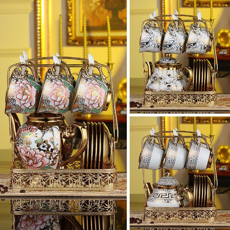 咖啡茶具套装陶瓷创意下午茶咖啡杯具套件欧式客厅家用茶杯具整套|ru