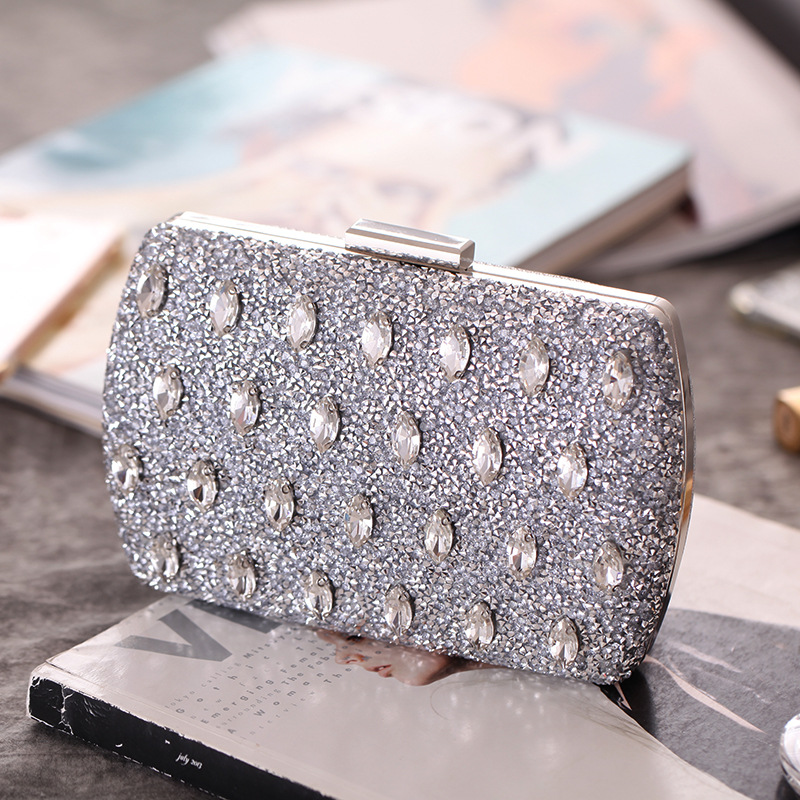 New Diamond-encrusted Evening Bag Women's Evening Dress Party Dress Clutch display picture 8