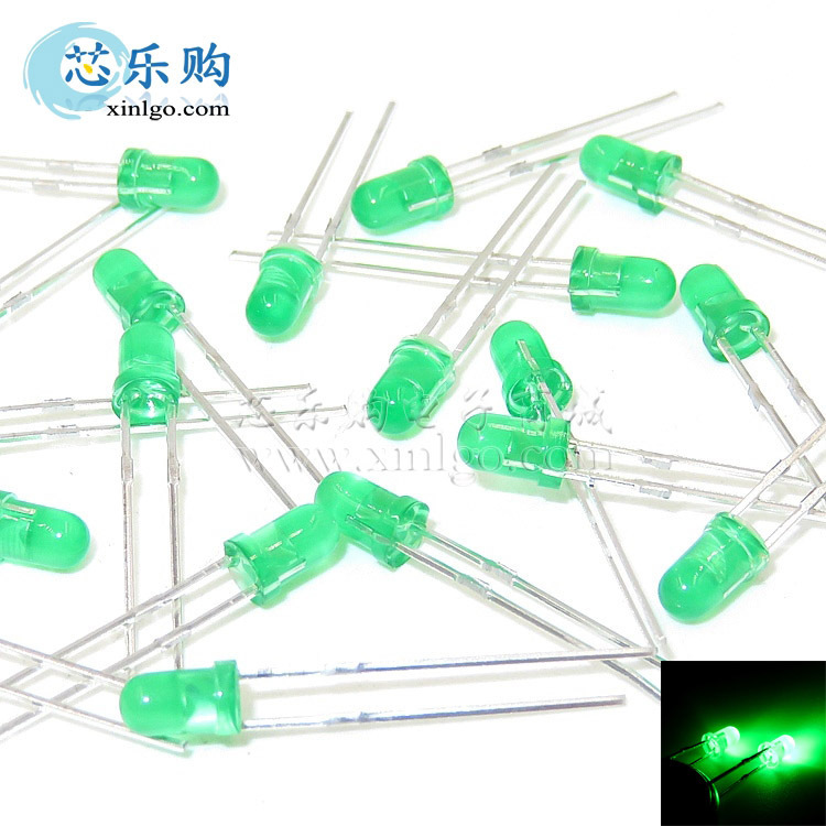 F3绿发绿 翠绿色 绿灯高亮 短脚 插件 3MM发光二极管 LED灯 零售