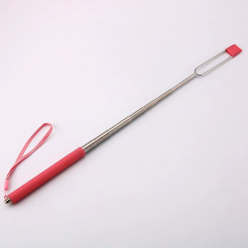 Extending stainless steel barbecue fork color silicone barbecue fork 7 section of telescopic mushroom pork barbecue tool wholesale