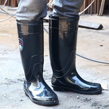 雨鞋男士地攤黑色高筒工作雨靴防滑耐磨塑膠勞保防護水靴廠家批發